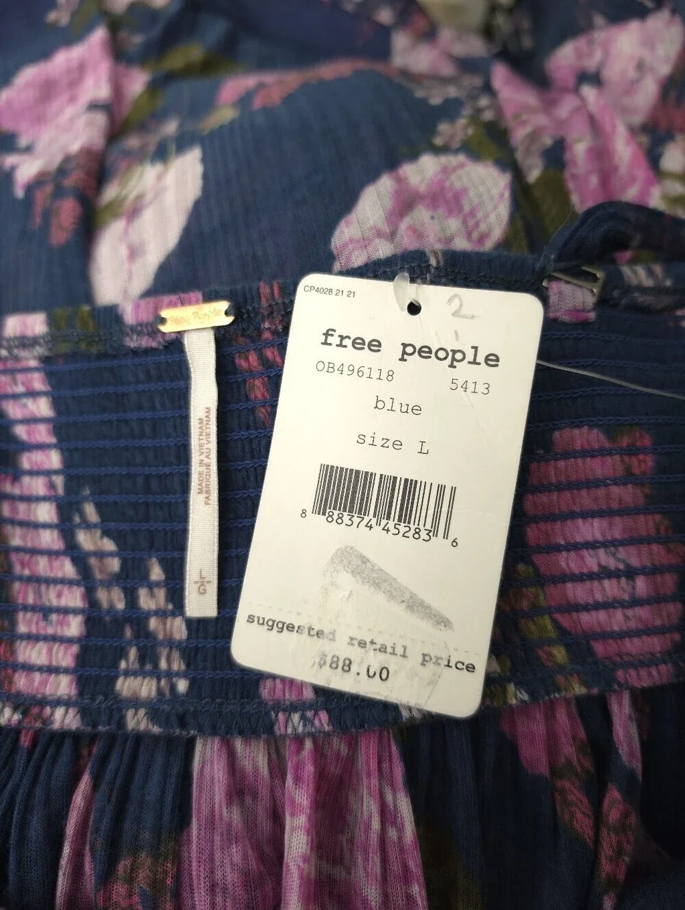 Free People Mirage Flowy Tube Top Tunic Blue Floral